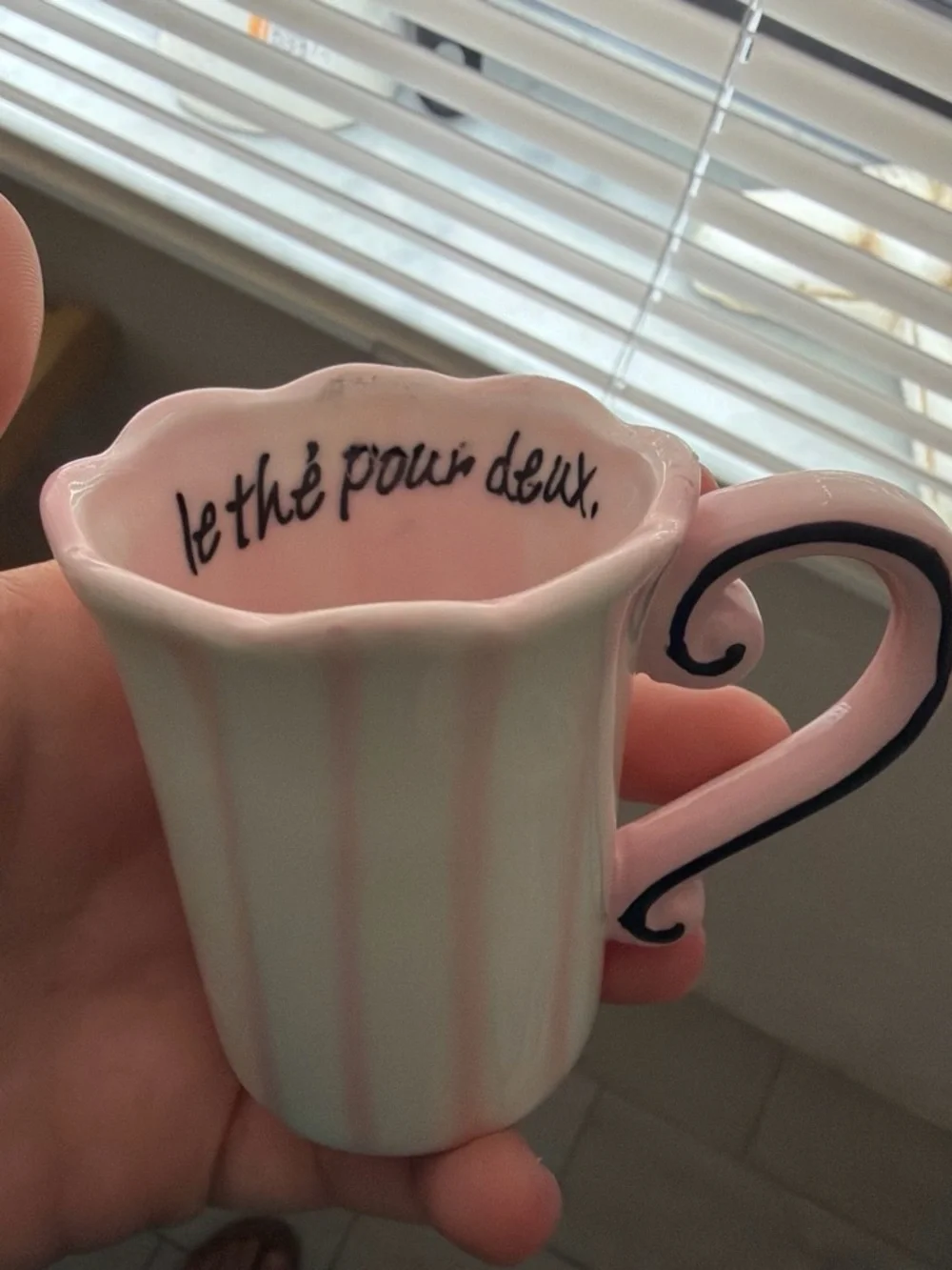 Sur La Table Pink and Cream Striped Ceramic Mini Tea Set